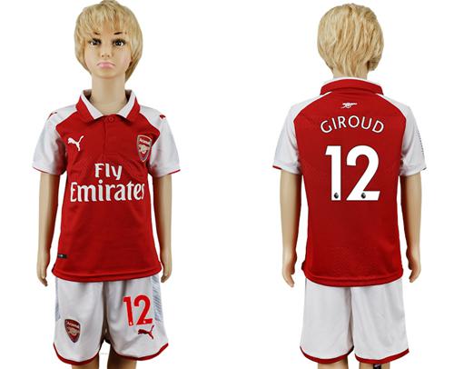 Arsenal #12 Giroud Home Kid Soccer Club Jersey - Click Image to Close